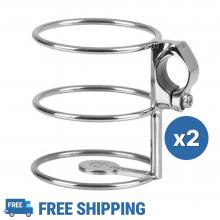 2pcs of 32mm Stainless Steel 316 Rail Mount Drink Holder